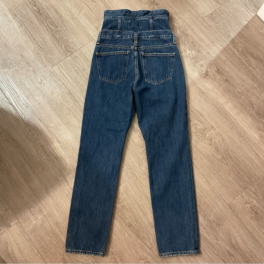 Agolde Vanna Corset Jeans High Waist Belted Foldover Cotton Denim in Blue - Picture 4 of 12